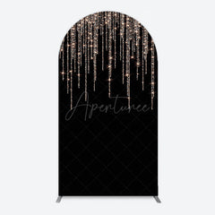 Aperturee - Aperturee Black Rose Gold Lines Simple Birthday Arch Backdrop