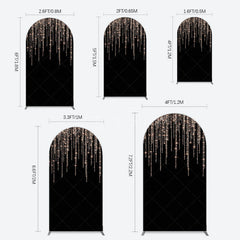 Aperturee - Aperturee Black Rose Gold Lines Simple Birthday Arch Backdrop