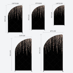 Aperturee - Aperturee Black Rose Gold Lines Simple Birthday Half Moon Arch Backdrop