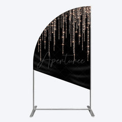 Aperturee - Aperturee Black Rose Gold Lines Simple Birthday Half Moon Arch Backdrop