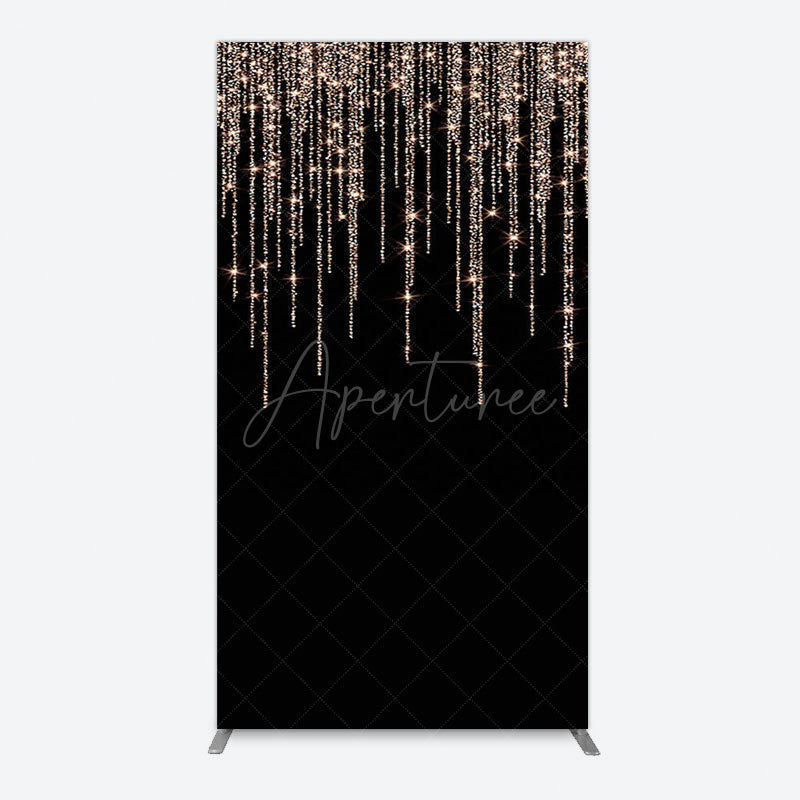 Aperturee - Aperturee Black Rose Gold Lines Simple Birthday Rectangle Backdrop