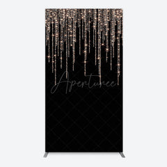 Aperturee - Aperturee Black Rose Gold Lines Simple Birthday Rectangle Backdrop