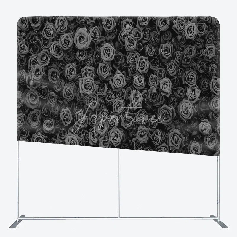 Aperturee - Aperturee Black Rose Wall Double-Sided Tension Fabric Backdrop 3D Floral Background for Wedding Party Photo Booth Decor