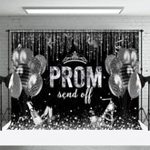 Aperturee - Aperturee Black Silver Balloon Prom Send Off Grad Backdrop
