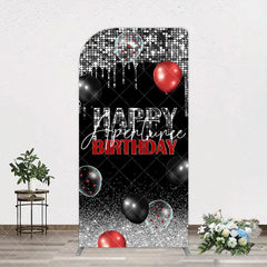 Aperturee - Aperturee Black Silver Glitter Balloons Birthday Arch Backdrop