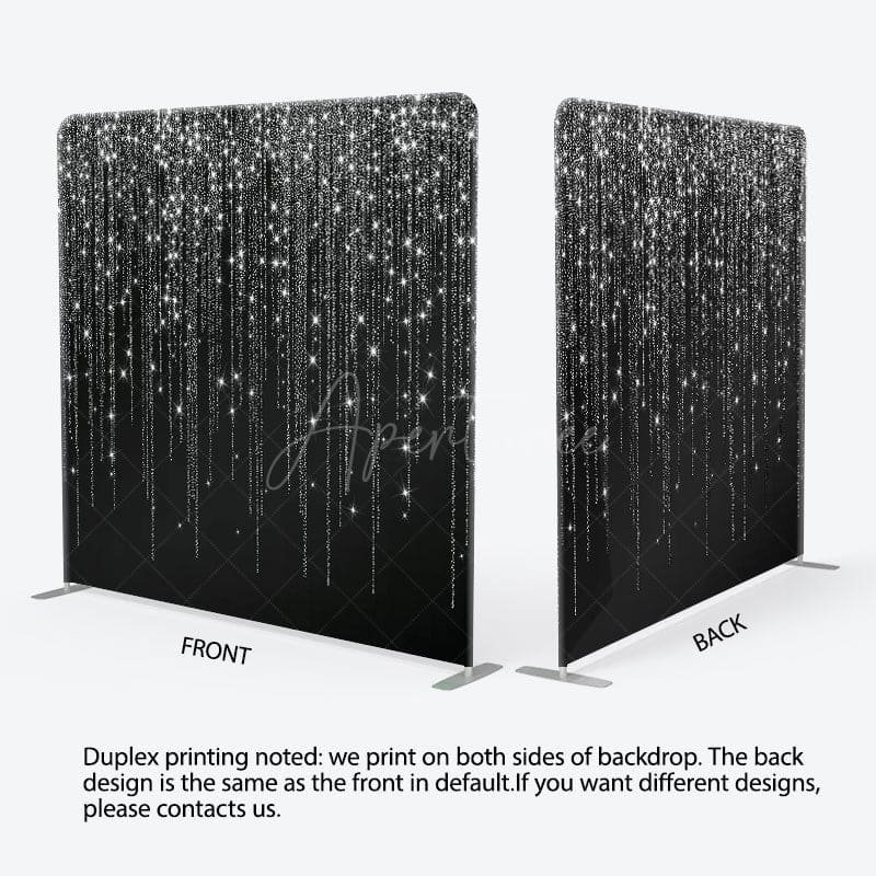 Aperturee - Aperturee Black Silver Glitter Dance Party Square Backdrop