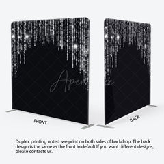 Aperturee - Aperturee Black Silver Glitter Party Square Tension Backdrop