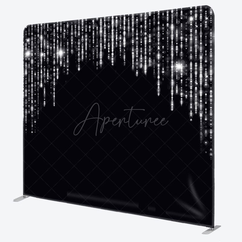 Aperturee - Aperturee Black Silver Glitter Party Square Tension Backdrop