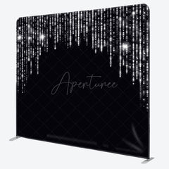 Aperturee - Aperturee Black Silver Glitter Party Square Tension Backdrop