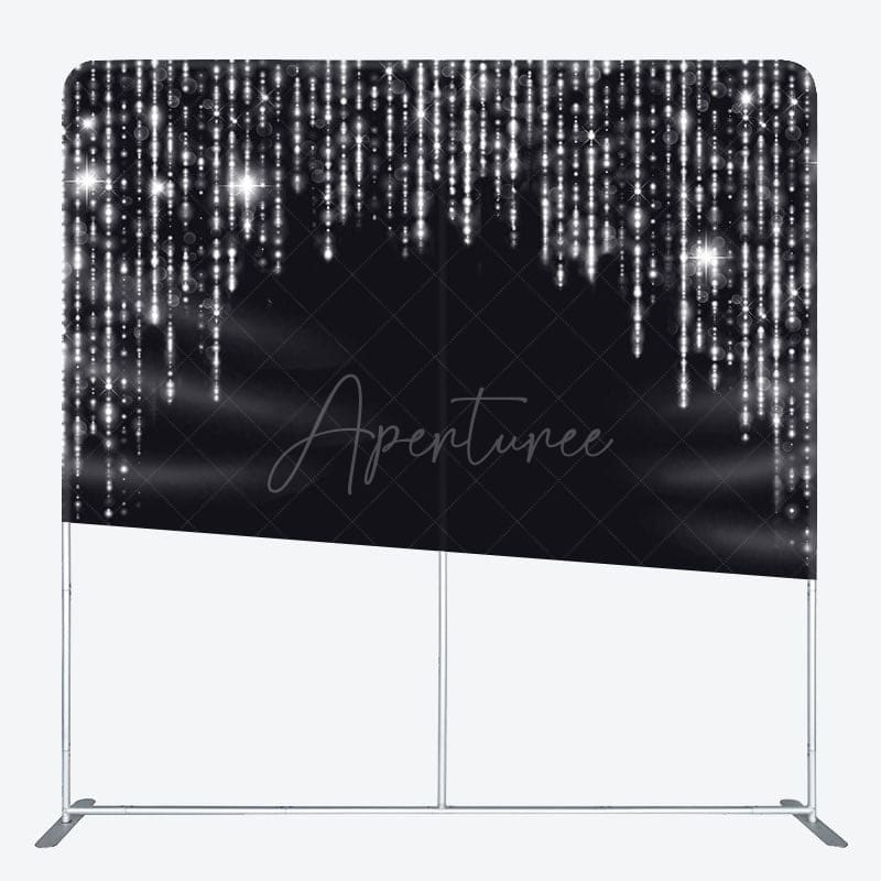 Aperturee - Aperturee Black Silver Glitter Party Square Tension Backdrop