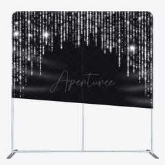 Aperturee - Aperturee Black Silver Glitter Party Square Tension Backdrop