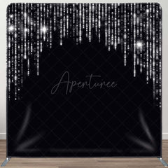 Aperturee - Aperturee Black Silver Glitter Party Square Tension Backdrop