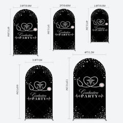 Aperturee - Aperturee Black Silver Glitter RN Graduation Party Arch Backdrop