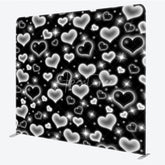 Aperturee - Aperturee Black Silver Heart Tension Fabric Backdrop Y2K Glowing Love Pattern Decoration Retro 2000s Background