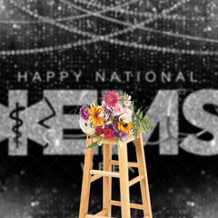 Aperturee - Aperturee Black Silver Pearl Happy National EMS Week Backdrop