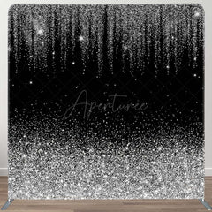 Aperturee - Aperturee Black Silver Sparkle Square Double-Sided Backdrop