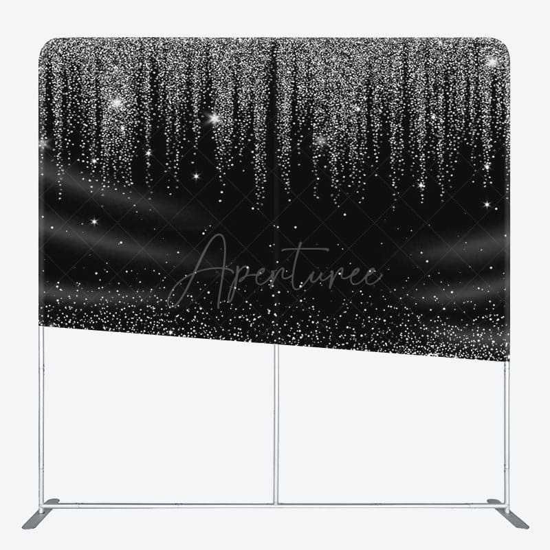 Aperturee - Aperturee Black Silver Sparkle Square Double-Sided Backdrop