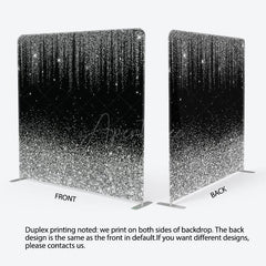 Aperturee - Aperturee Black Silver Sparkle Square Double-Sided Backdrop