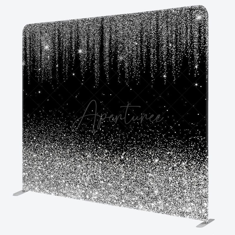 Aperturee - Aperturee Black Silver Sparkle Square Double-Sided Backdrop