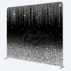 Aperturee - Aperturee Black Silver Sparkle Square Double-Sided Backdrop