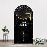 Aperturee - Aperturee Black Silver Sparkle You Did It Grad Arch Backdrop