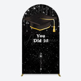 Aperturee - Aperturee Black Silver Sparkle You Did It Grad Arch Backdrop
