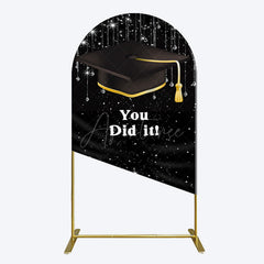 Aperturee - Aperturee Black Silver Sparkle You Did It Grad Arch Backdrop