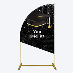 Aperturee - Aperturee Black Silver Sparkle You Did It Grad Half Moon Arch Backdrop