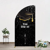 Aperturee - Aperturee Black Silver Sparkle You Did It Grad Half Moon Arch Backdrop