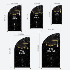 Aperturee - Aperturee Black Silver Sparkle You Did It Grad Half Moon Arch Backdrop