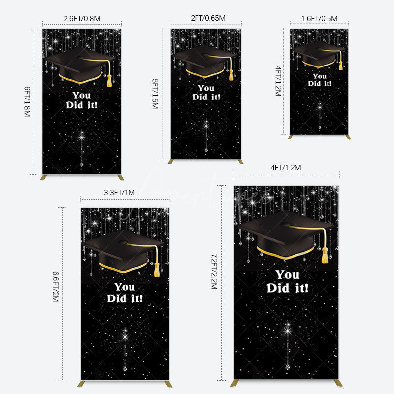 Aperturee - Aperturee Black Silver Sparkle You Did It Grad Rectangle Backdrop