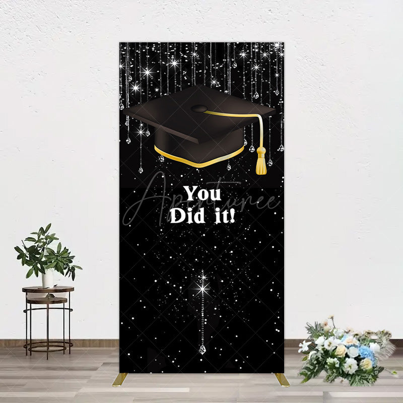 Aperturee - Aperturee Black Silver Sparkle You Did It Grad Rectangle Backdrop
