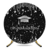 Aperturee - Aperturee Black Silver Starry Round Congrats Grad Backdrop