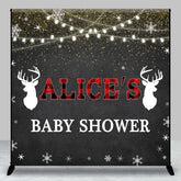 Aperturee - Aperturee Black Snowy Elk Christmas Custom Baby Shower Backdrop