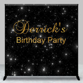 Aperturee - Aperturee Black Sparkle Gold Custom Name Birthday Party Backdrop