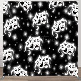Aperturee - Aperturee Black Sparkle Tragic Comedy Mask Pillow Case Backdrop