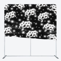 Aperturee - Aperturee Black Sparkle Tragic Comedy Mask Pillow Case Backdrop