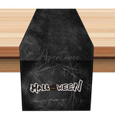 Aperturee - Aperturee Black Spider Halloween Party Table Runner Spooky Textured Web Design Gothic Dining or Haunted House Decor