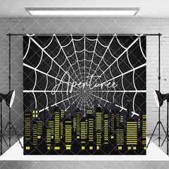 Aperturee - Aperturee Black Spider Wab Moon City Scene Room Set Backdrop