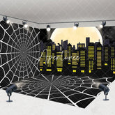 Aperturee - Aperturee Black Spider Wab Moon City Scene Room Set Backdrop