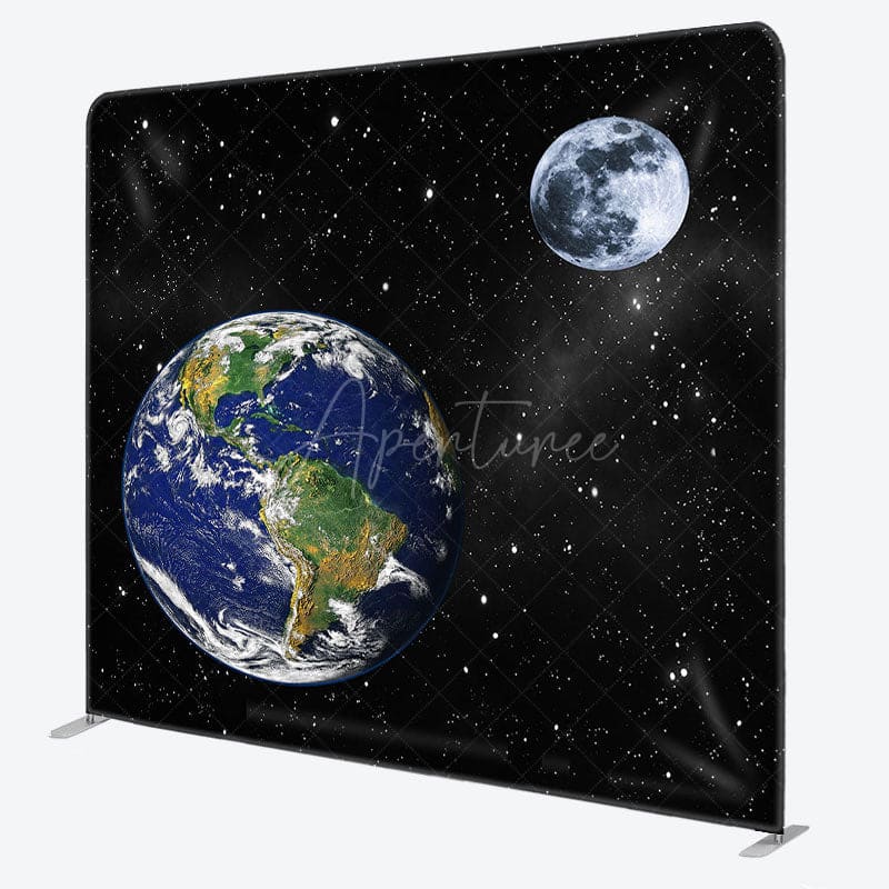 Aperturee - Aperturee Black Starry Galaxy Moon Earth Pillow Case Backdrop
