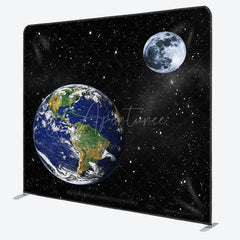 Aperturee - Aperturee Black Starry Galaxy Moon Earth Pillow Case Backdrop
