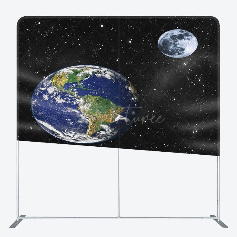 Aperturee - Aperturee Black Starry Galaxy Moon Earth Pillow Case Backdrop
