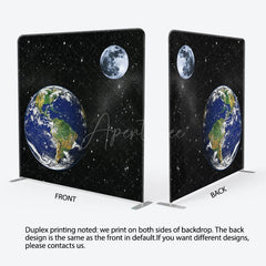 Aperturee - Aperturee Black Starry Galaxy Moon Earth Pillow Case Backdrop