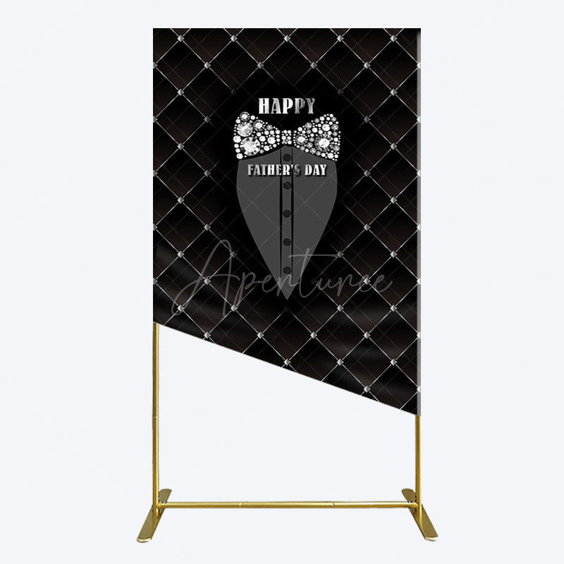 Aperturee - Aperturee Black Suit Diamond Bow Tie Fathers Day Rectangle Backdrop