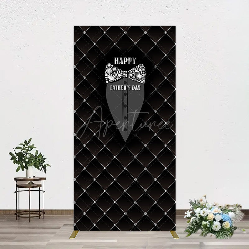 Aperturee - Aperturee Black Suit Diamond Bow Tie Fathers Day Rectangle Backdrop