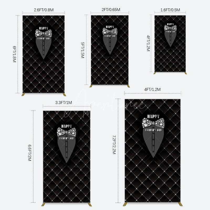 Aperturee - Aperturee Black Suit Diamond Bow Tie Fathers Day Rectangle Backdrop