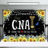 Aperturee - Aperturee Black Sunflower Happy Cna Week Thank You Backdrop