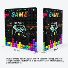 Aperturee - Aperturee Black Tetris Wall Game Birthday Pillow Case Backdrop