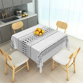 Aperturee - Aperturee Black Tribal Geometric Band Rectangle Tablecloth Modern Boho Pattern Table Cover for Dining